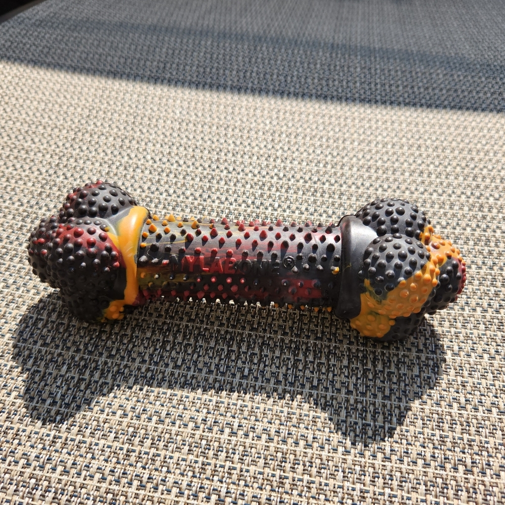 Nylabone Dog Toy Bone, Bacon Cheeseburger Flavor
